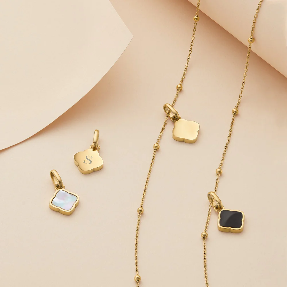 Pearl Clover & Initial Necklace - Image 2