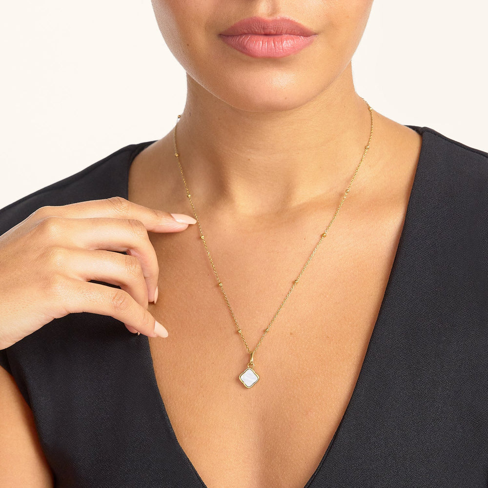 Pearl Clover & Initial Necklace - Image 3