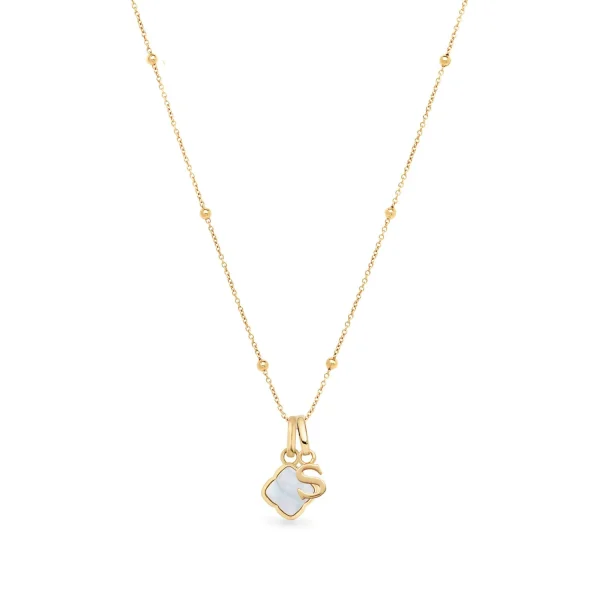 Pearl Clover & Initial Necklace