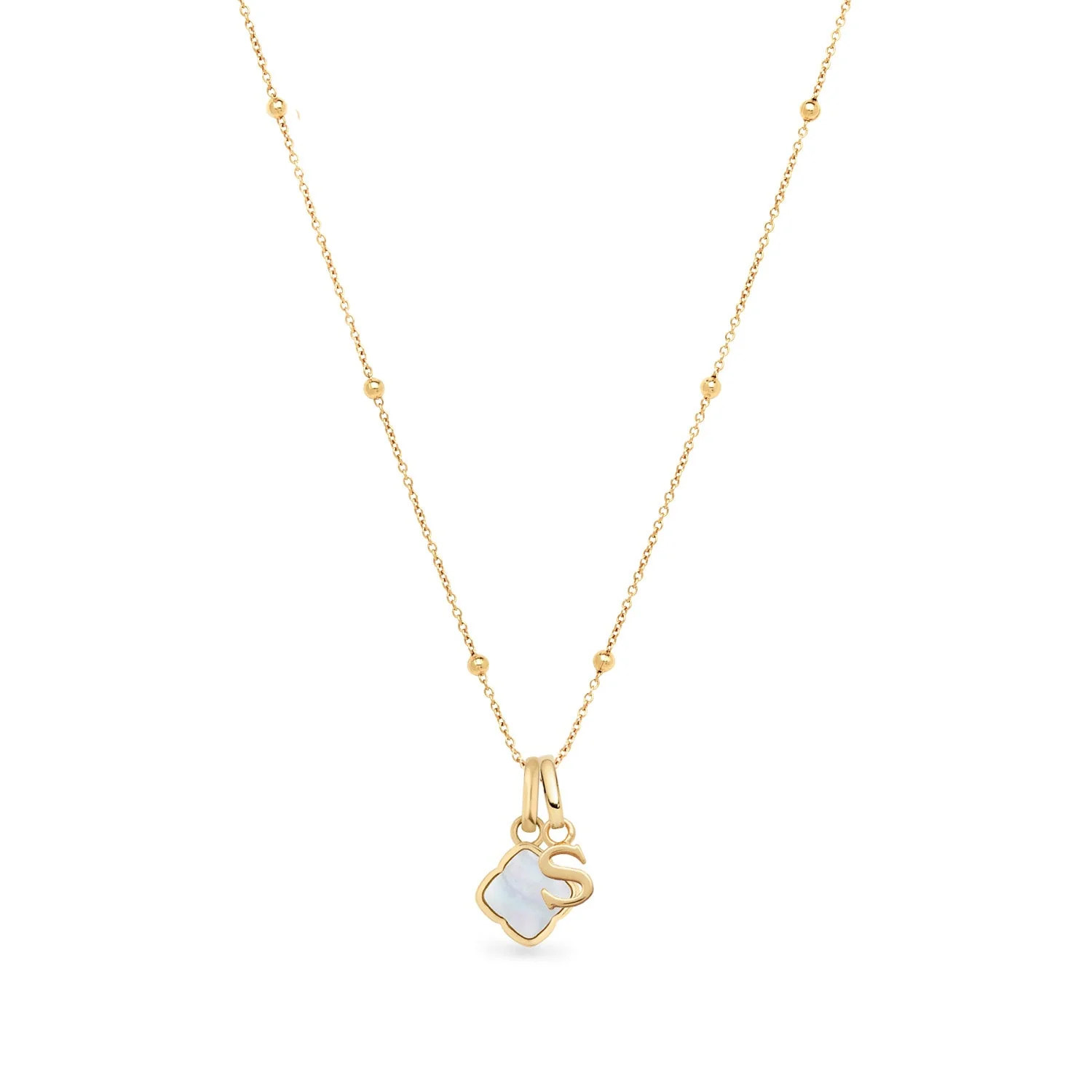 Pearl Clover & Initial Necklace