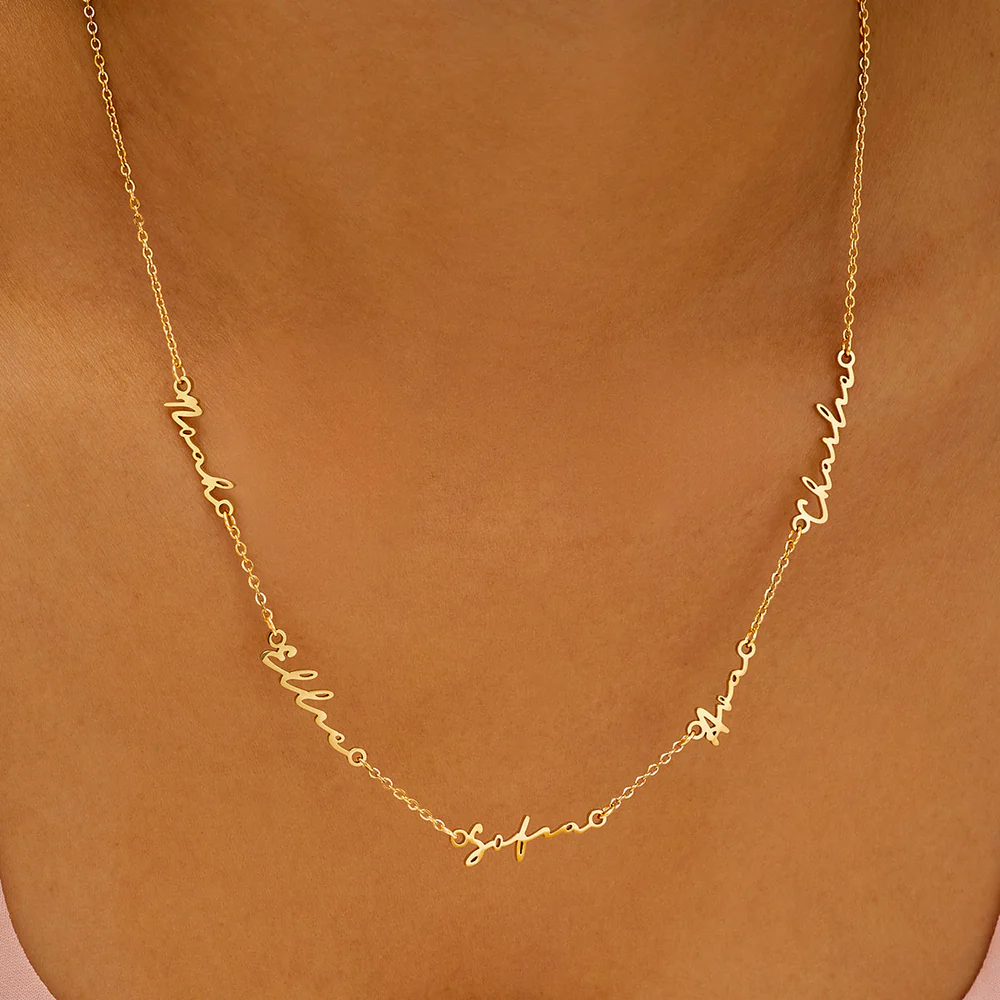 Multi Signature Name Necklace (Gold) - Image 3