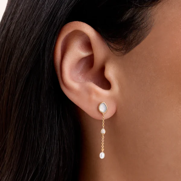 Alternative view of Modern Elegance Quartz & Pearl Drop Earrings