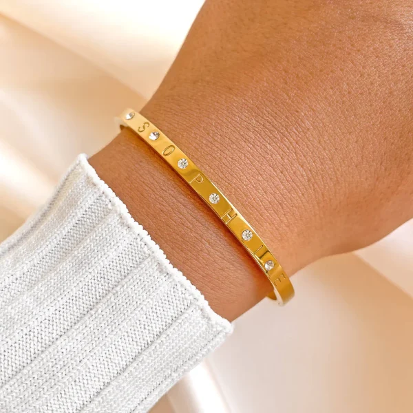 Alternative view of Custom Crystal Name Bangle