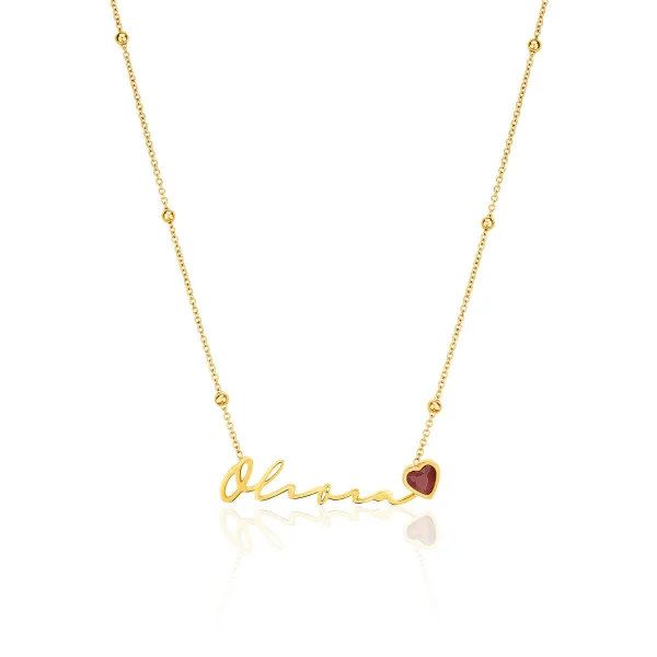 Birthstone Signature Name Necklace
