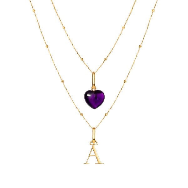 Letter & Birthstone Sphere Chain Layered Set